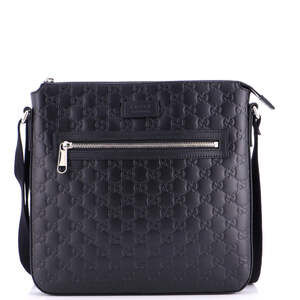 Gucci Medium Signature Zip Messenger Bag Guccissima Leather